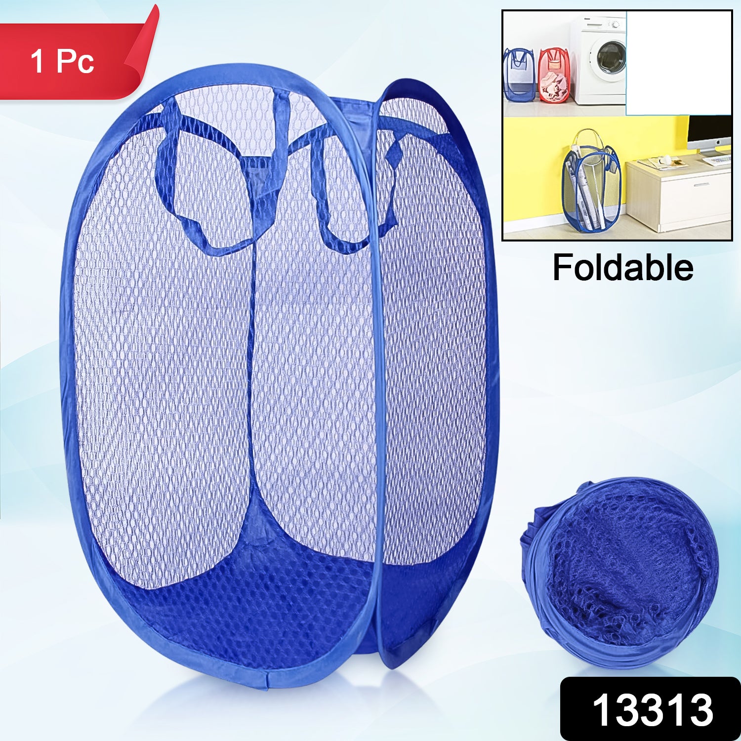 Foldable Collapsible Mesh Laundry Bag Pack Of 1 (Mix Color) Foldable Collapsible Mesh Laundry Bag Pack Of 1 (Mix Color)